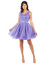 Cinderella Couture Multi Color Glitter Mesh V Neck Short Dress for Women, Sizes XS-3XL - SophiasStyle.com